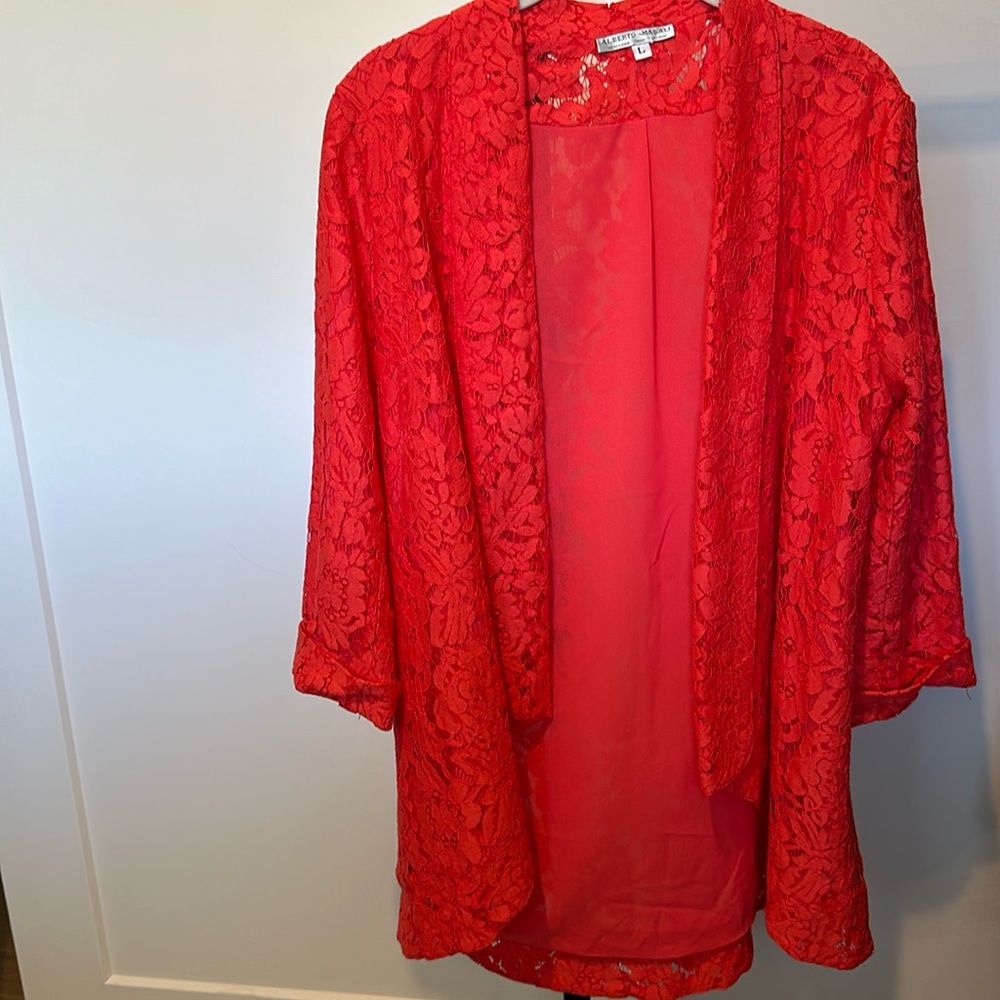 Alberto Malaki open front lace blazer size large